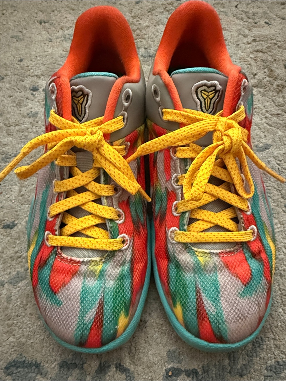 Nike Kobe’s Kids Multicolor Athletic Sneakers with Yellow Laces